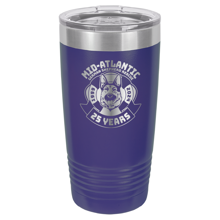 Mid-Atlantic German Shepherd Rescue 20 oz. Tumbler 25th Anniversary - Laser Engraved
