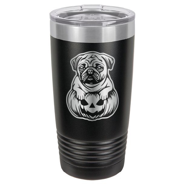 Pug-o-ween Black and Copper laser engraved tumbler