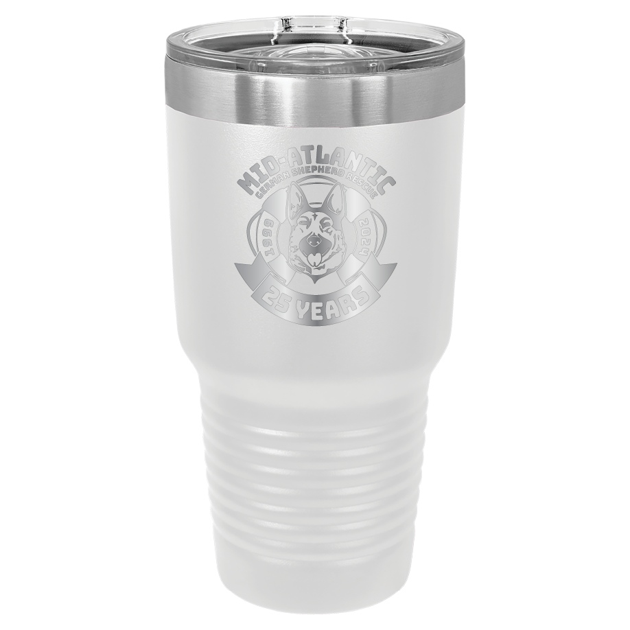 Mid-Atlantic German Shepherd Rescue 25th Anniversary 30 oz. Tumbler - Laser Engraved