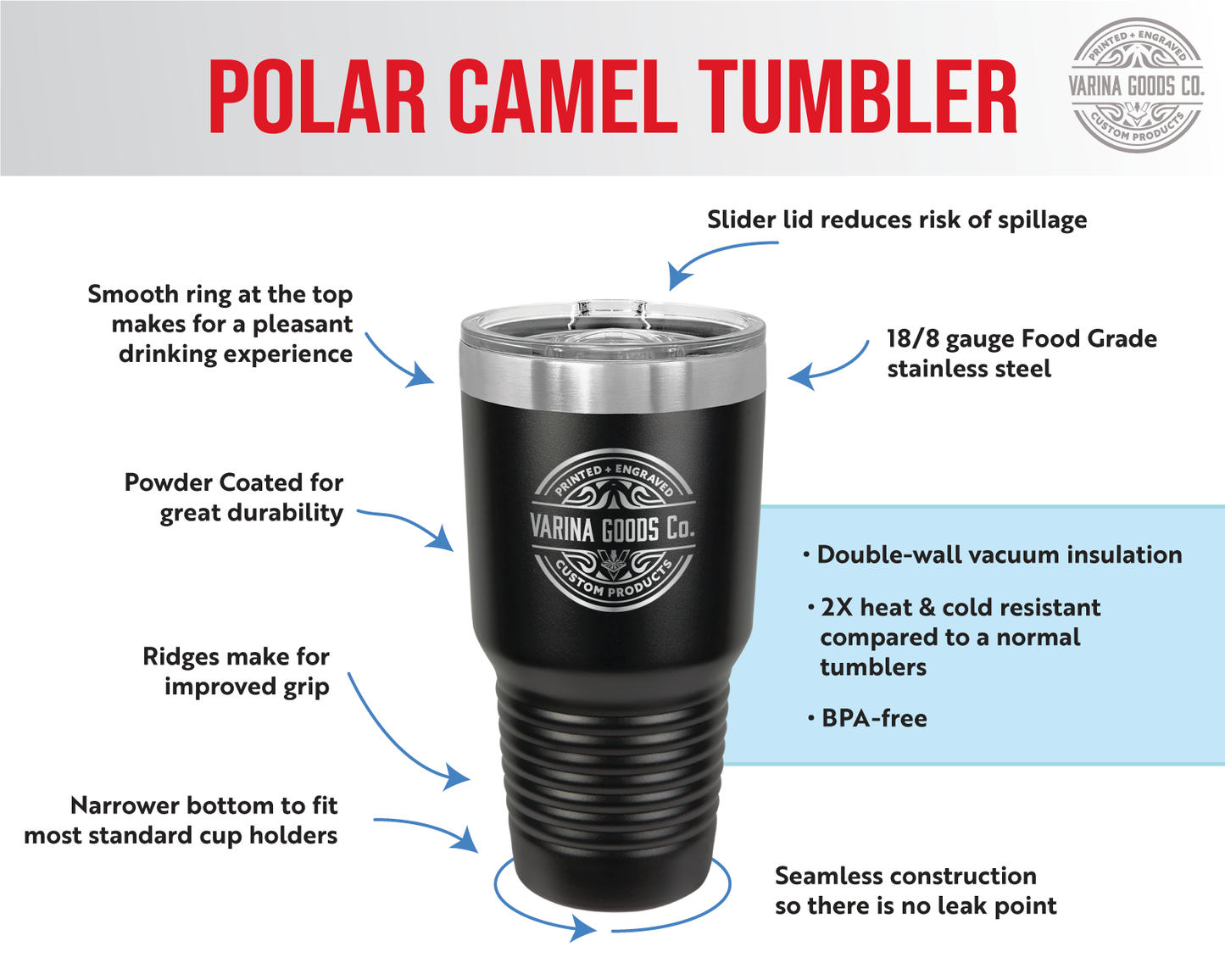 30 Oz Laser Engraved Tumbler with Your Logo (Case of 24) $17/tumbler