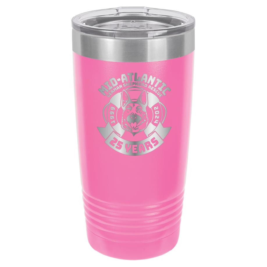 Mid-Atlantic German Shepherd Rescue 20 oz. Tumbler 25th Anniversary - Laser Engraved