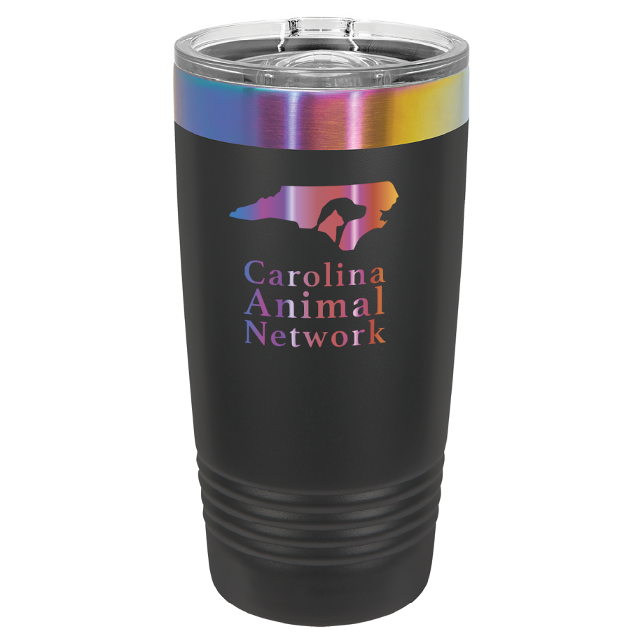 Black / prism 20 ounce tumbler laser engraved tumbler featuring the Carolina Animal Network logo