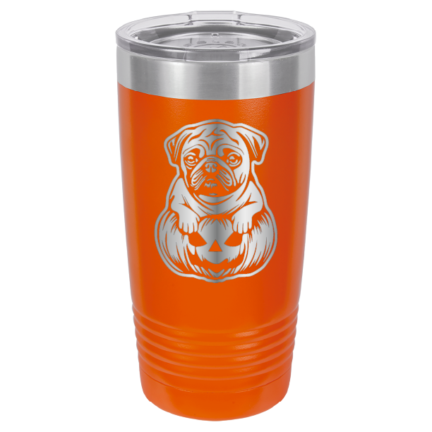 Pug-o_ween Orange laser engraved tumbler