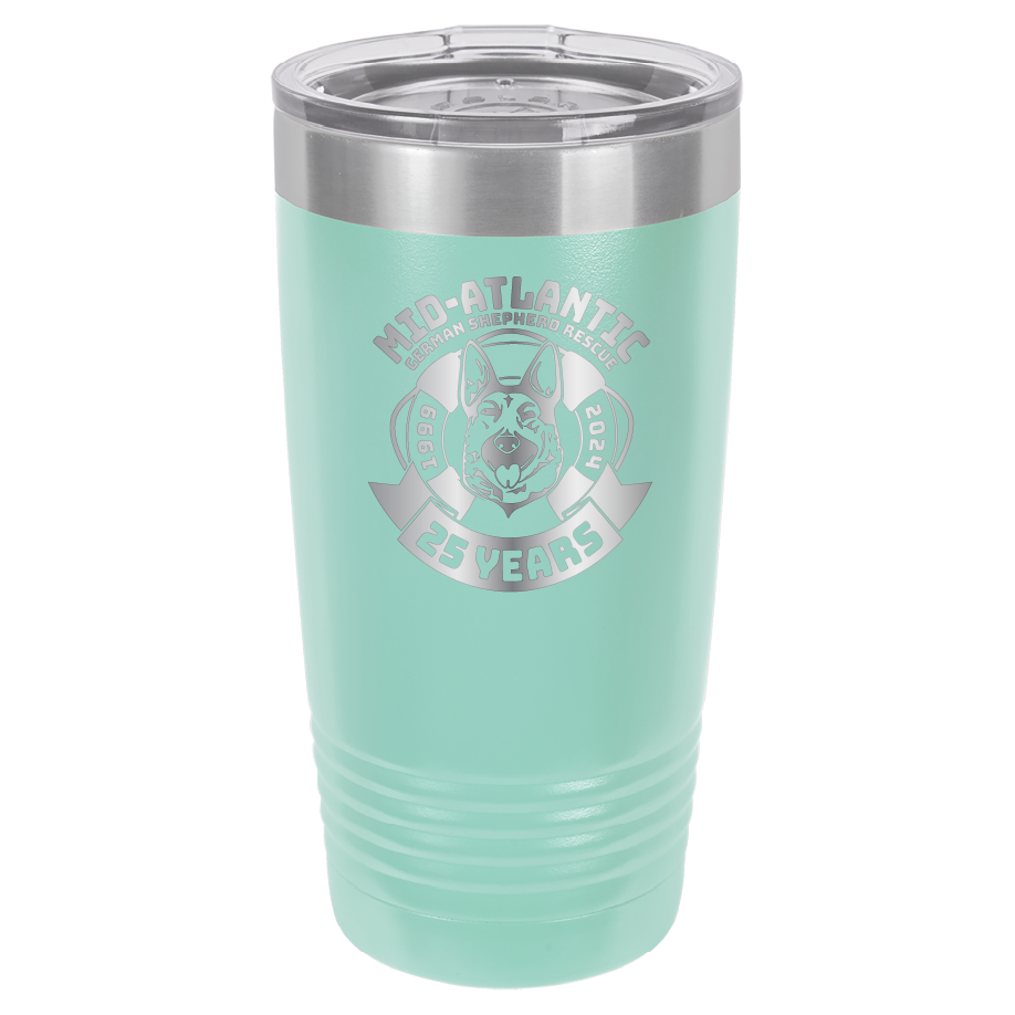 Mid-Atlantic German Shepherd Rescue 20 oz. Tumbler 25th Anniversary - Laser Engraved