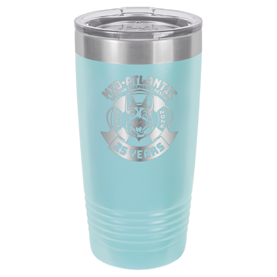 Mid-Atlantic German Shepherd Rescue 20 oz. Tumbler 25th Anniversary - Laser Engraved