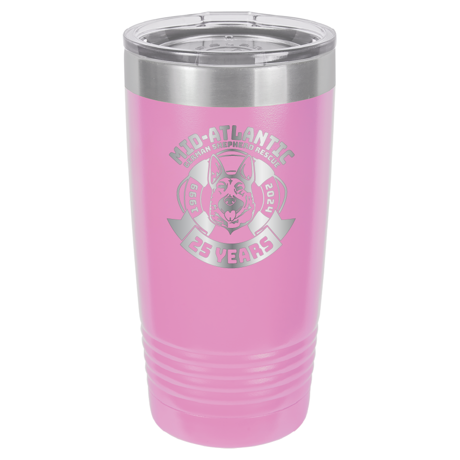 Mid-Atlantic German Shepherd Rescue 20 oz. Tumbler 25th Anniversary - Laser Engraved