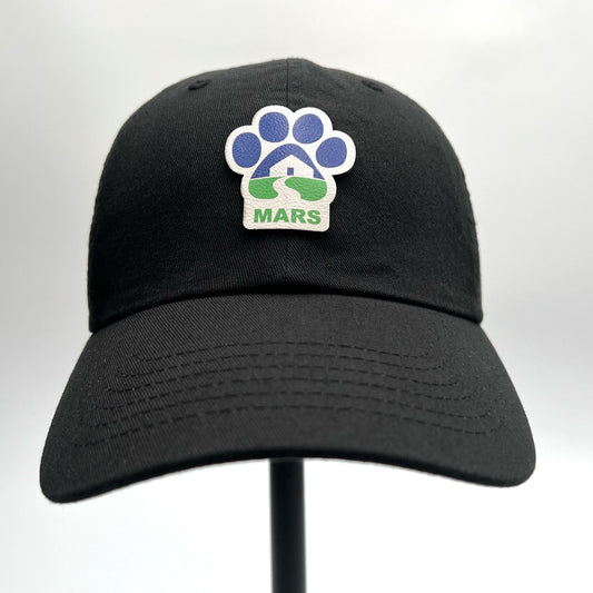 Midwest Animal Rescue black dad hat with a full color patch.