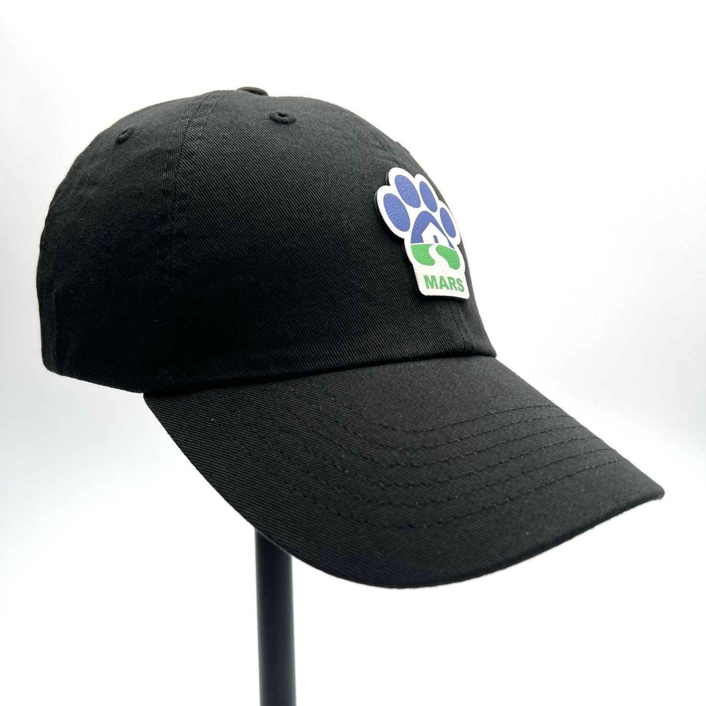 Midwest Animal Rescue black dad hat with a full color patch.
