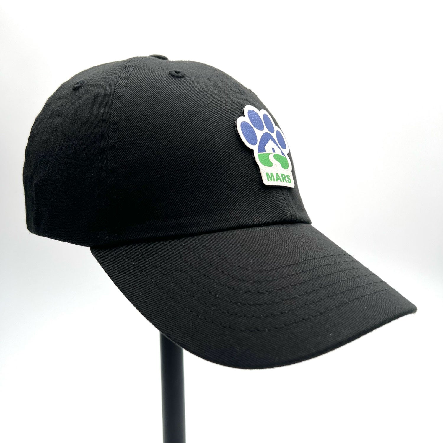 Midwest Animal Rescue black dad hat with a full color patch.