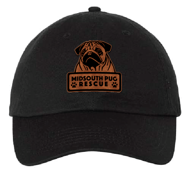 MidSouth Pug Rescue Dad Patch Hat (Black Hat Brown, Black Patch)