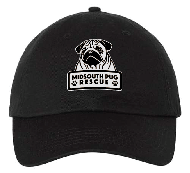 MidSouth Pug Rescue Dad Patch Hat (Black Hat, White/Black Patch)