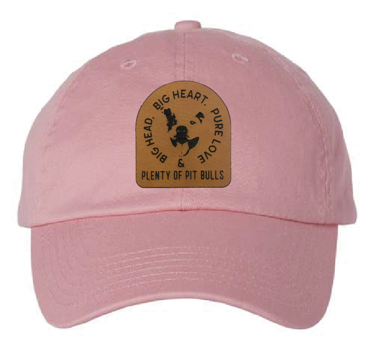 Plenty of Pit Bulls Dad Patch Hat (Pink Hat, Brown Patch)