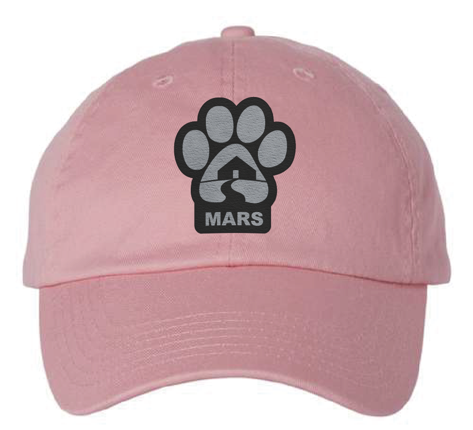 Midwest Animal Rescue & Service Dad Patch Hat (Pink Hat, Black/Silver Patch)