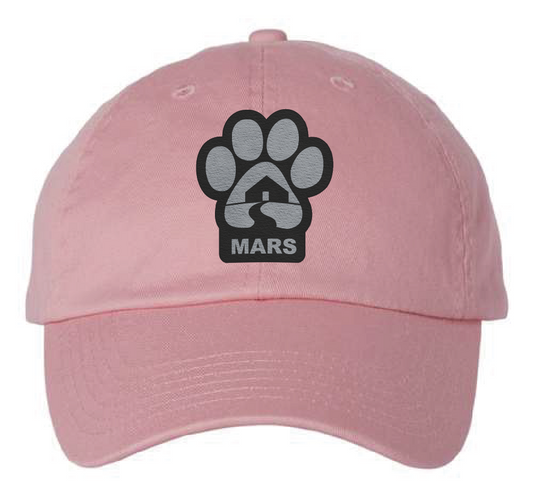 Midwest Animal Rescue & Service Dad Patch Hat (Pink Hat, Black/Silver Patch)