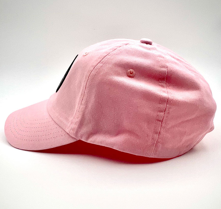 DFW Pug Rescue Dad Patch Hat (Pink Hat, Black and Silver Patch)