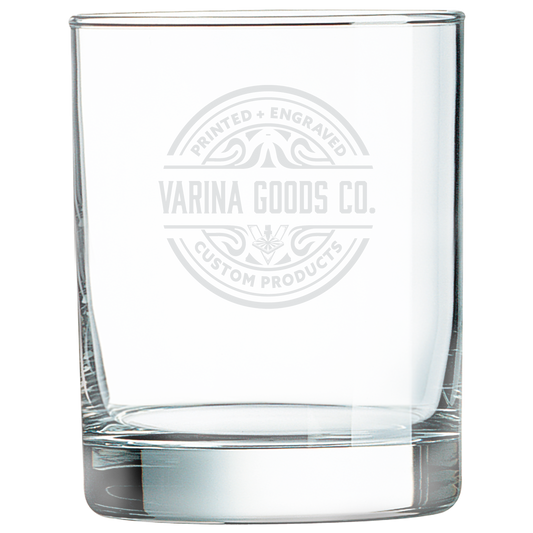 UltraSmooth Laser Engraved Double Old Fashioned Glass: Qty 24 ($12.50/glass)