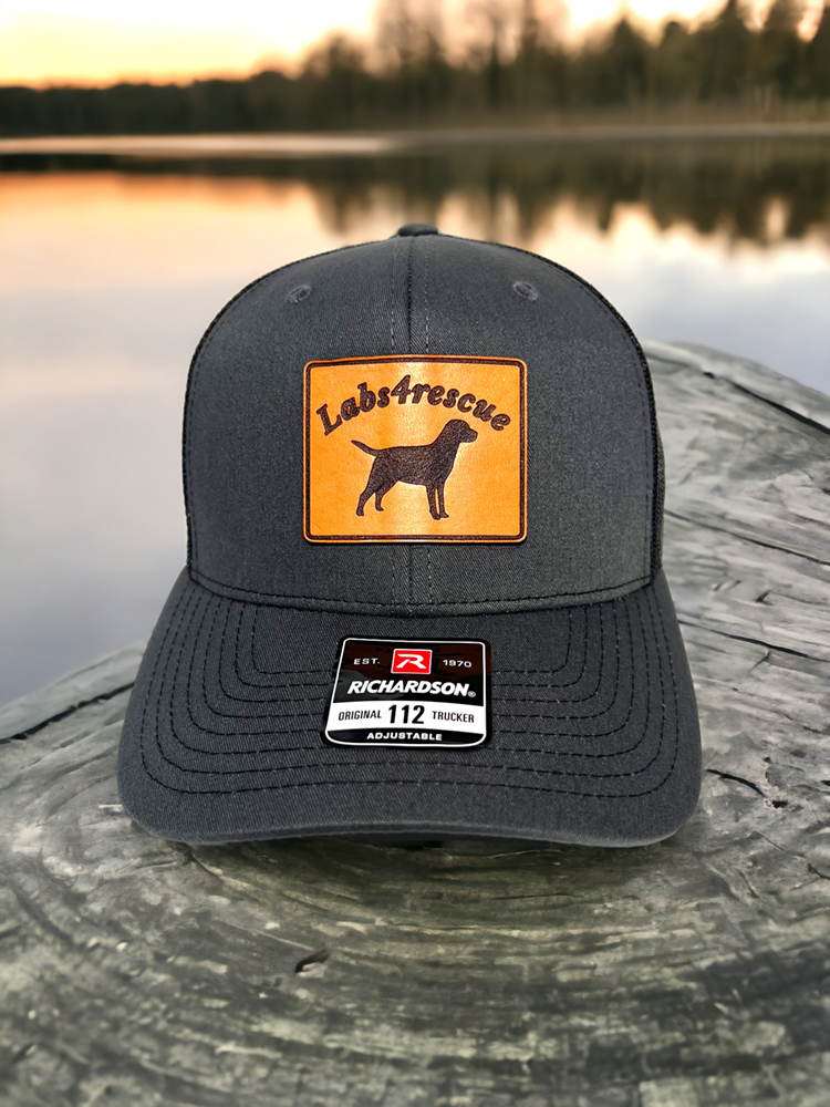 Labs4rescue Trucker Patch Hat (Charcoal/Black Hat, Leather Patch)