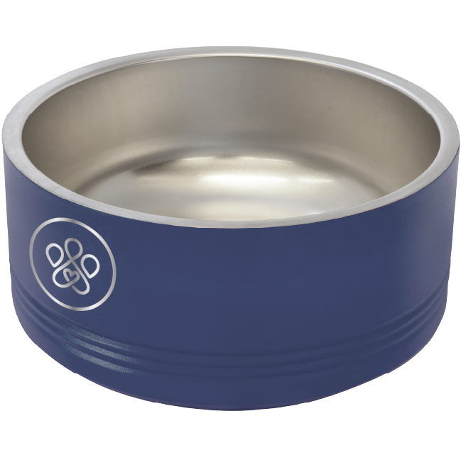 Medium Navy blue laser engraved Pet bowl featuring the Pawfect Match logo