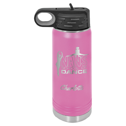 Nan's School of Dance 20 oz Laser Engraved Water Bottle - Personalizable