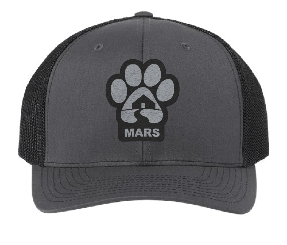 Midwest Animal Rescue & Services Trucker Patch Hat (Charcoal/Black Hat, Black/Silver Patch)