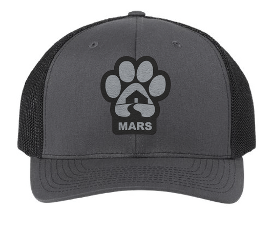 Midwest Animal Rescue & Services Trucker Patch Hat (Charcoal/Black Hat, Black/Silver Patch)