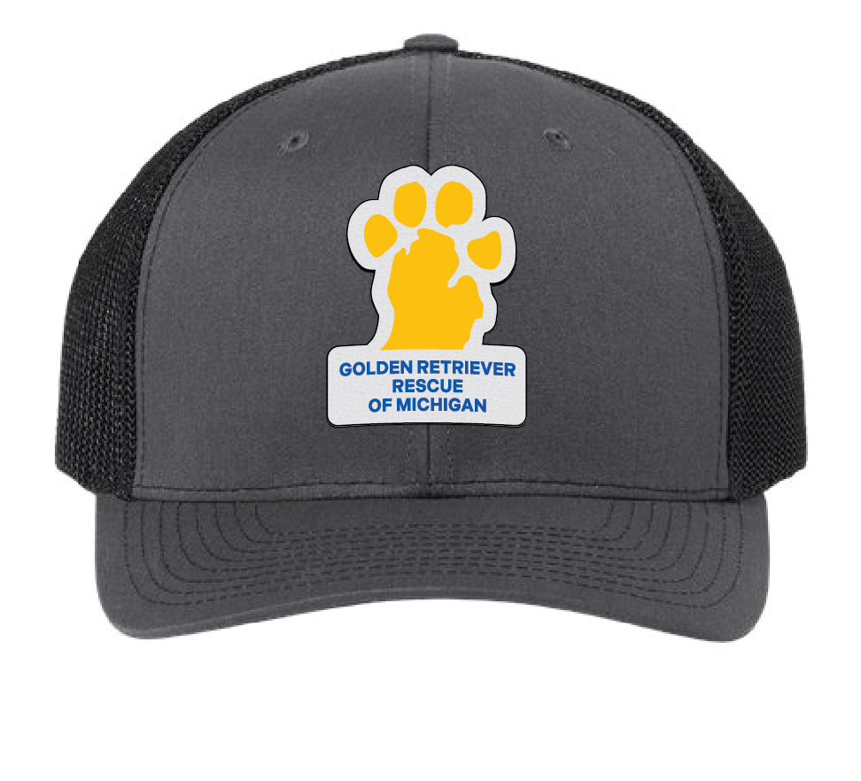 Golden Retriever Rescue of Michigan Trucker Patch Hat (Charcoal/Black Hat, Full Color Patch)