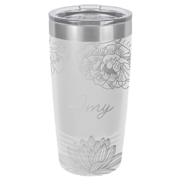 Engraved, Simple Botanical 20 oz. Tumbler - Full 360 Laser Engraved