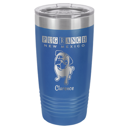 Laser Engraved 20 oz tumbler for Pug Ranch New Mexico: Royal Blue