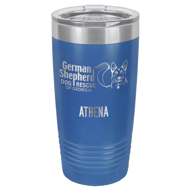 German Shepherd Dog Rescue of Georgia laser engraved tumbler in royal blue