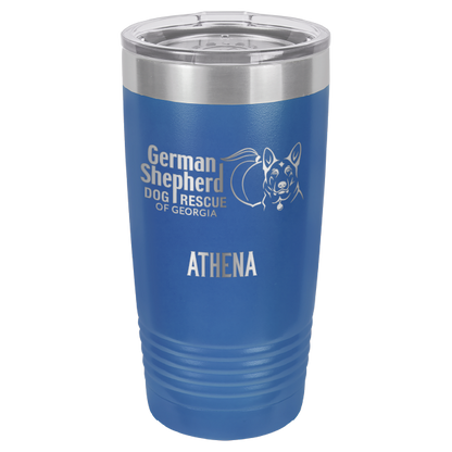 German Shepherd Dog Rescue of Georgia laser engraved tumbler in royal blue