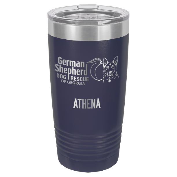 German Shepherd Dog Rescue of Georgia laser engraved tumbler in navy blue