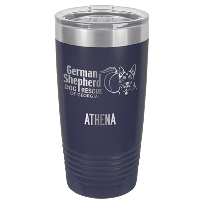 German Shepherd Dog Rescue of Georgia laser engraved tumbler in navy blue