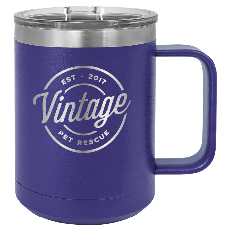 Vintage Pet Rescue 15 oz. Coffee Cup - Laser Engraved