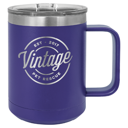 Vintage Pet Rescue 15 oz. Coffee Cup - Laser Engraved