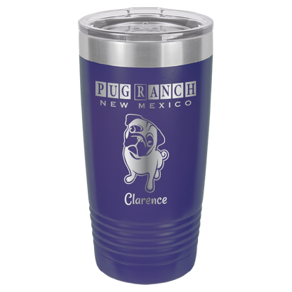 Laser Engraved 20 oz tumbler for Pug Ranch New Mexico: Purple