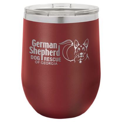 German Shepherd Dog Rescue of Georgia 12 oz Wine Tumbler - Laser Engraved