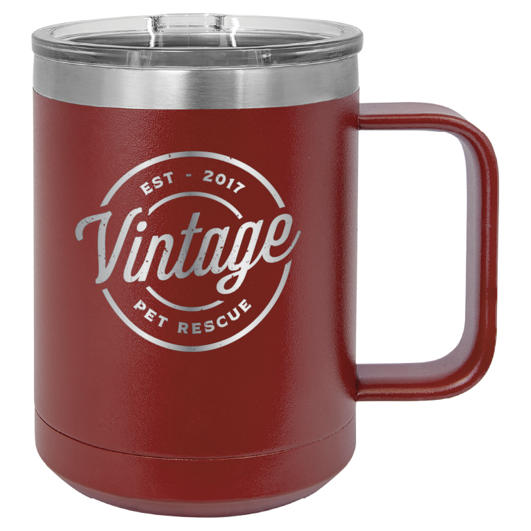 Vintage Pet Rescue 15 oz. Coffee Cup - Laser Engraved