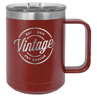 Vintage Pet Rescue 15 oz. Coffee Cup - Laser Engraved
