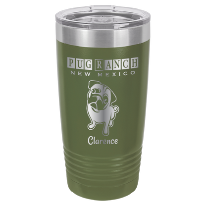 Laser Engraved 20 oz tumbler for Pug Ranch New Mexico: Olive
