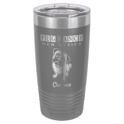 Laser Engraved 20 oz tumbler for Pug Ranch New Mexico: Dark Gray