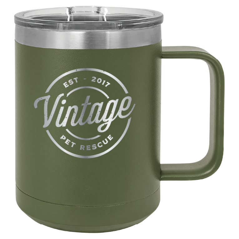 Vintage Pet Rescue 15 oz. Coffee Cup - Laser Engraved