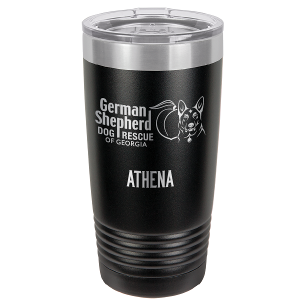 German Shepherd Dog Rescue of Georgia laser engraved tumbler in black