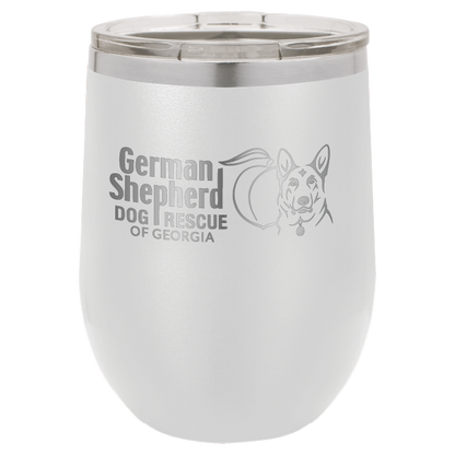 German Shepherd Dog Rescue of Georgia 12 oz Wine Tumbler - Laser Engraved