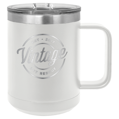 Vintage Pet Rescue 15 oz. Coffee Cup - Laser Engraved