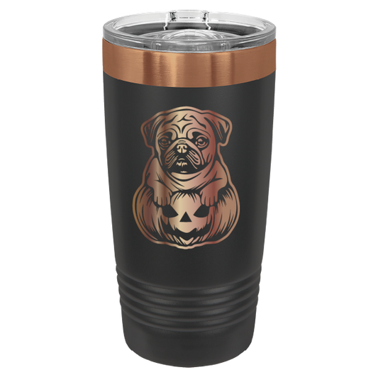 Pug-o_ween Black and Copper laser engraved tumbler