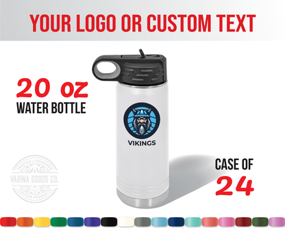 Full color printed 20 oz water bottle, case of 24. Available in 17 colors.