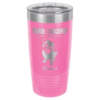 Laser Engraved 20 oz tumbler for Pug Ranch New Mexico: Pink