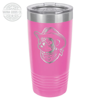 Cowboy Pug with Bandana 20 laser engraved tumbler, in pink