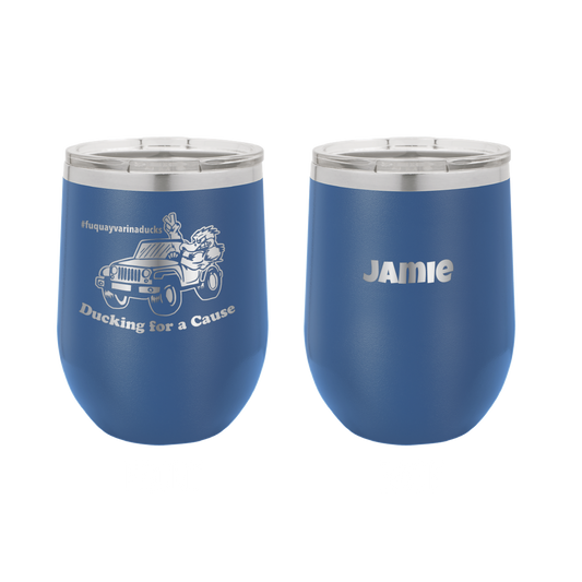 Fuquay Varina Jeep Club 12 oz Wine Tumbler - Laser Engraved, Personalized