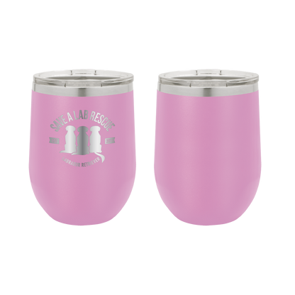 12 oz Wine Tumbler, laser engraved gift for mom's, dads and dog lovers. Light purple tumbler with the Save A Lab logo.